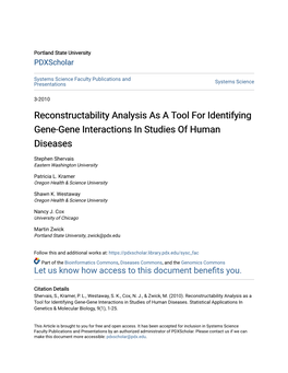 Reconstructability Analysis As a Tool for Identifying Gene-Gene Interactions in Studies of Human Diseases