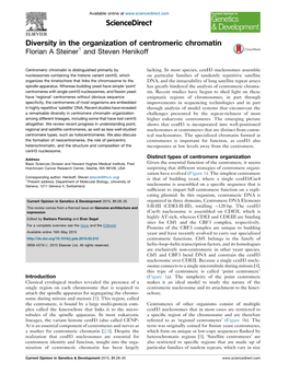 Diversity in the Organization of Centromeric Chromatin