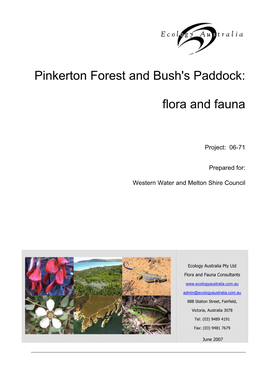 Pinkerton Forest and Bush's Paddock: Flora and Fauna