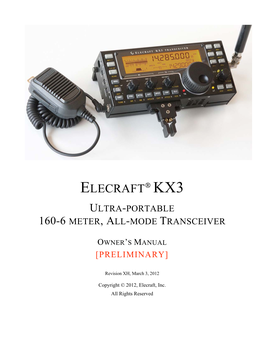 Elecraft Kx3 Ultra-Portable 160-6 Meter, All-Mode Transceiver