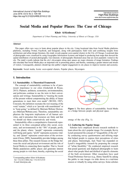 Social Media and Popular Places: the Case of Chicago Kheir Al-Kodmany†