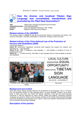 How the Diverse and Localised Tibetan Sign Language Was Consolidated, Standardised and Promoted by the Tibet Deaf Association?