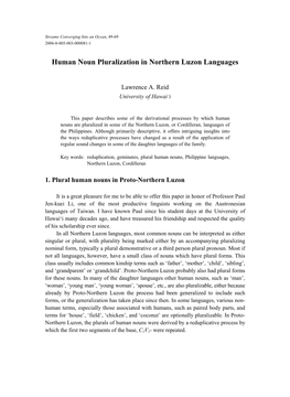 Human Noun Pluralization in Northern Luzon Languages