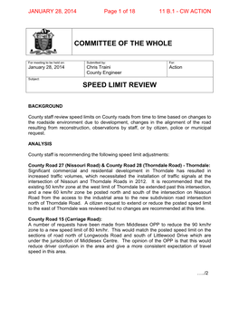 Committee of the Whole Speed Limit Review