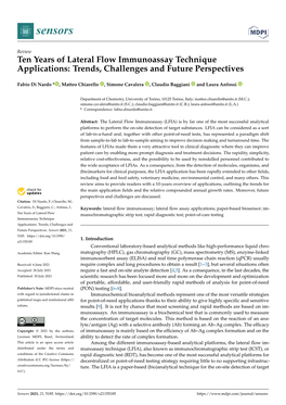 Ten Years of Lateral Flow Immunoassay Technique Applications: Trends, Challenges and Future Perspectives