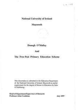 'Donogh O'malley and the Free Post-Primary Education'