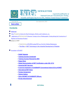 NEWSLETTER a Quarterly Publication of National Centre for Non-Destructive Testing