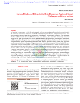 National Parks and Iccas in the High Himalayan Region of Nepal: Challenges and Opportunities