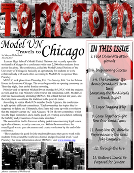 Model UN Travels to in THIS ISSUE by Morgan Mcpartland Head Editor Chicago 3