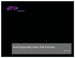 Avid Supported Video File Formats