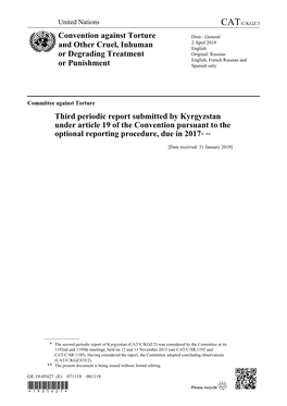 Page 1 GE.19-05427 (E) 071119 081119 Committee Against Torture