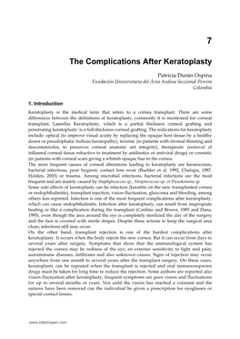 The Complications After Keratoplasty