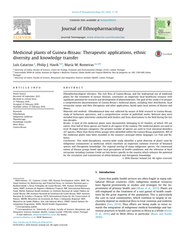 Medicinal Plants of Guinea-Bissau: Therapeutic Applications, Ethnic Diversity and Knowledge Transfer