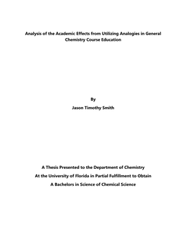 Analysis of the Academic Effects from Utilizing Analogies in General Chemistry Course Education