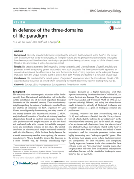 In Defence of the Three-Domains of Life Paradigm P.T.S