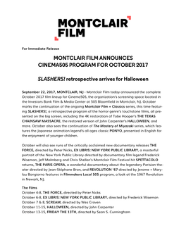 Montclair Film Announces October 2017 Lineup at Cinema505