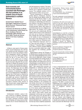 Socio-Economic and Environmental Factors Associated with Montenegro Skin Test Positivity in an Endemic Area of Visceral Leishmaniasis in Northern Morocco