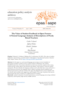 The Value of Student Feedback in Open Forums: a Natural Analysis of Descriptions of Poorly Rated Teachers