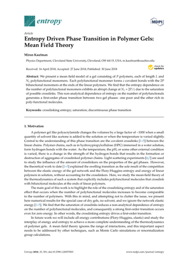 Entropy Driven Phase Transition in Polymer Gels: Mean Field Theory