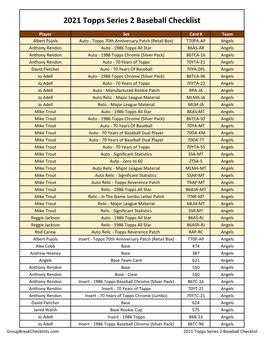 2021 Topps Series Two Checklist Baseball