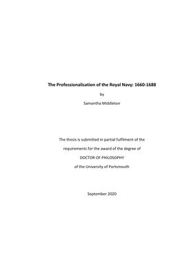 The Professionalisation of the Royal Navy: 1660-1688