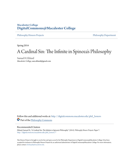 A Cardinal Sin: the Infinite in Spinoza's Philosophy