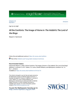 The Comforts: the Image of Home in &lt;I&gt;The Hobbit&lt;/I&gt;