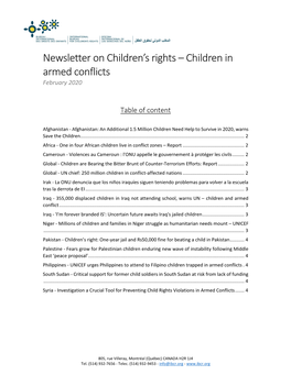 Newsletter on Children's Rights – Children in Armed Conflicts