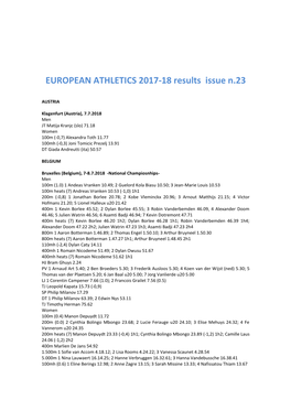 EUROPEAN ATHLETICS 2017-18 Results Issue N.23