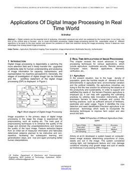 Applications of Digital Image Processing in Real Time World