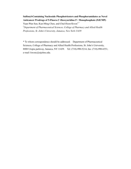 Sulfonyl-Containing Nucleoside Phosphotriesters And