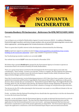 Covanta Rookery Pit Incinerator - Reference No EPR/WP3234DY/A001