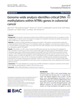 Genome-Wide Analysis Identifies Critical DNA Methylations Within