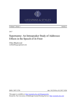 Supernanny: an Intraspeaker Study of Addressee Effects in the Speech of Jo Frost