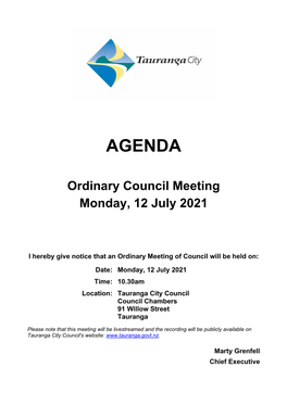 Ordinary Council Meeting Monday, 12 July 2021