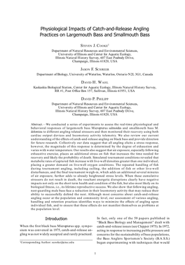 Physiological Impacts of Catch-And-Release Angling Practices on Largemouth Bass and Smallmouth Bass