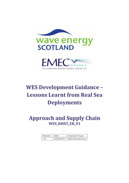 WES Development Guidance – Lessons Learnt from Real Sea Deployments