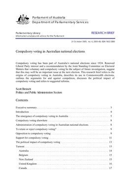 Compulsory Voting in Australian National Elections
