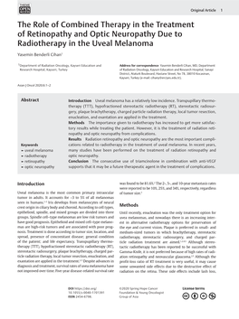 The Role of Combined Therapy in the Treatment of Retinopathy and Optic Neuropathy Due to Radiotherapy in the Uveal Melanoma