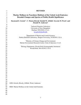 REVISED Marine Molluscs in Nearshore Habitats of the United