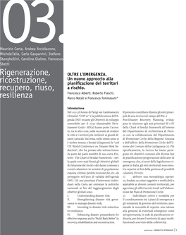 Rigenerazione, Ricostruzione, Recupero, Riuso, Resilienza