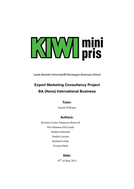 Export Marketing Consultancy Project BA (Hons) International Business