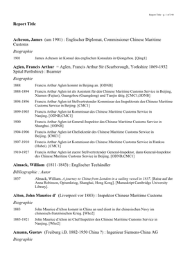 Englischer Diplomat, Commissioner Chinese Maritime Customs Biographie 1901 James Acheson Ist Konsul Des Englischen Konsulats in Qiongzhou