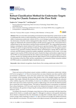 Robust Classification Method for Underwater Targets Using the Chaotic Features of the Flow Field
