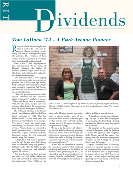 Tom Laduca ‘72 - a Park Avenue Pioneer