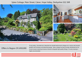 Sykes Cottage, Main Street, Calver, Hope Valley, Derbyshire S32 3XR