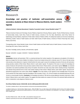 Knowledge and Practice of Testicular Self-Examination Among Secondary Students at Ntare School in Mbarara District, South Western Uganda