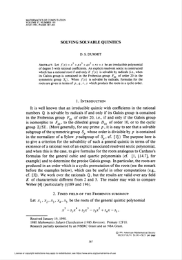 Solving Solvable Quintics