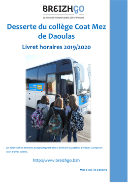 Livret Horaires Daoulas Coat Mez 2019-2020