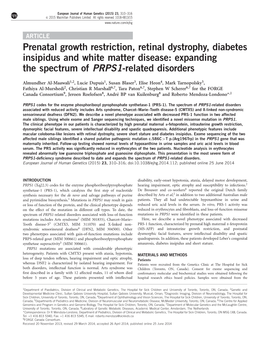 Prenatal Growth Restriction, Retinal Dystrophy, Diabetes Insipidus and White Matter Disease: Expanding the Spectrum of PRPS1-Related Disorders
